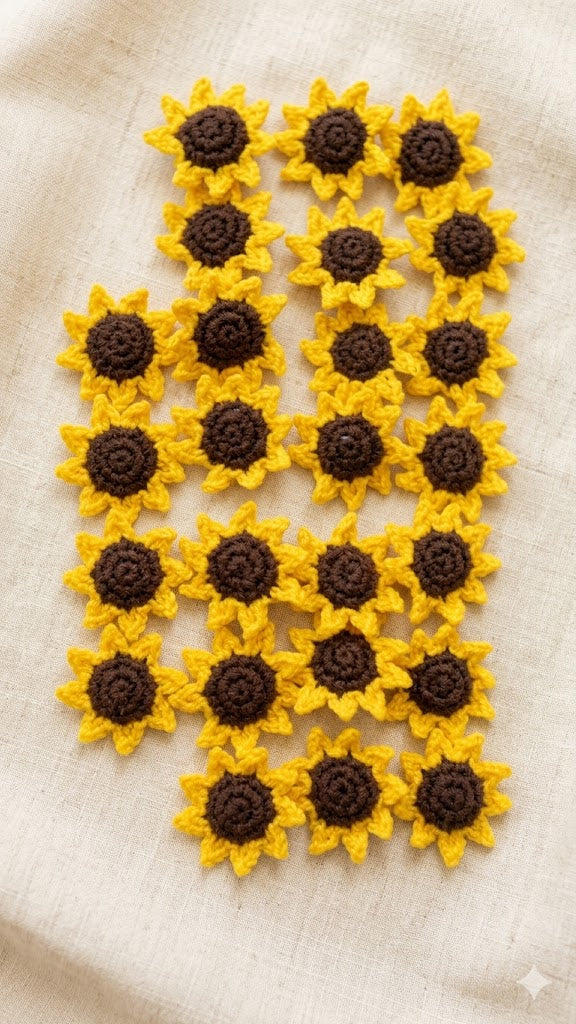 Handmade Mini Crochet Sunflower.