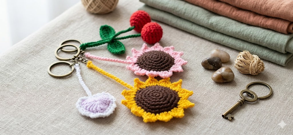 Handcrafted Crochet Bag Charm Collection.
