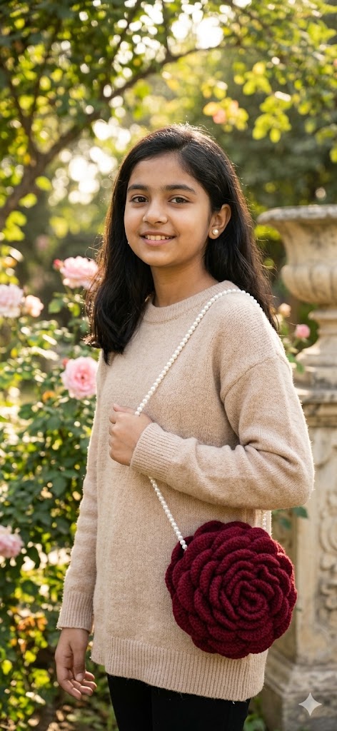 The Crimson Rose Crochet Sling Bag (Trendy & Elegant)